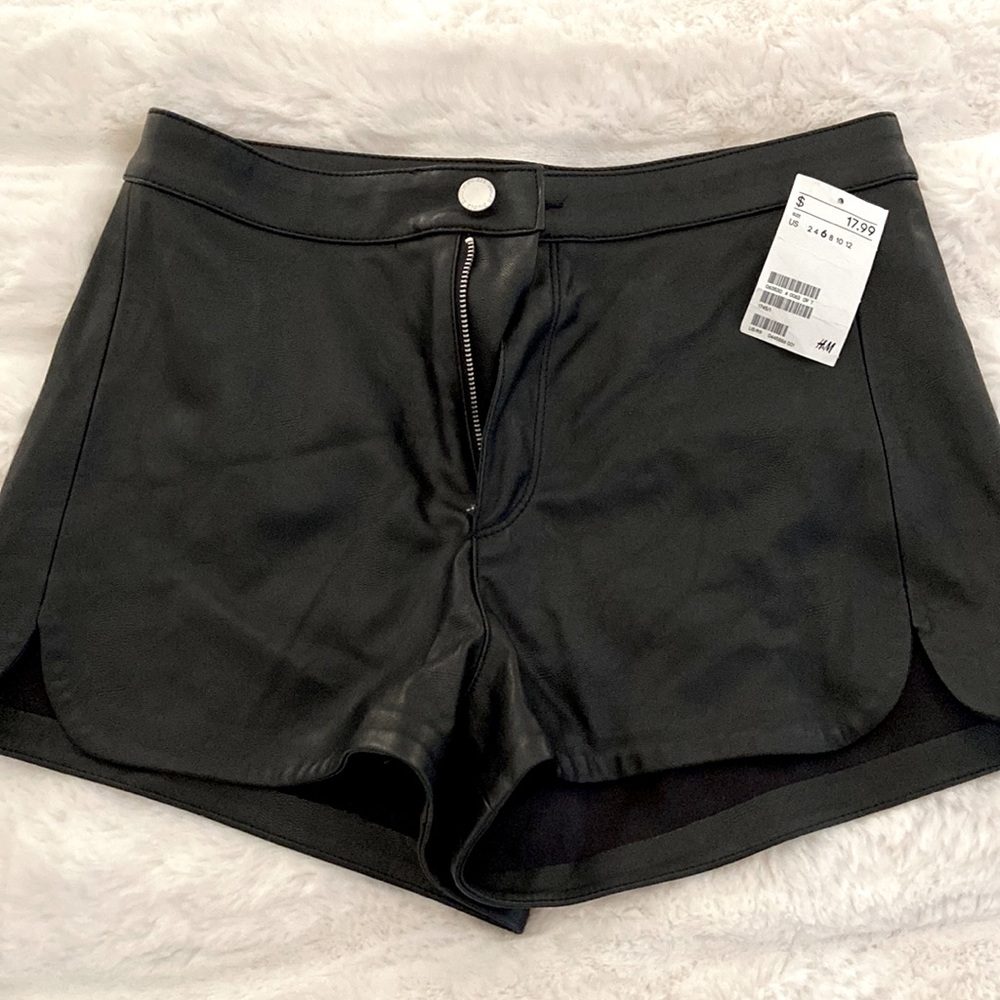 H&M Black Leather Shorts